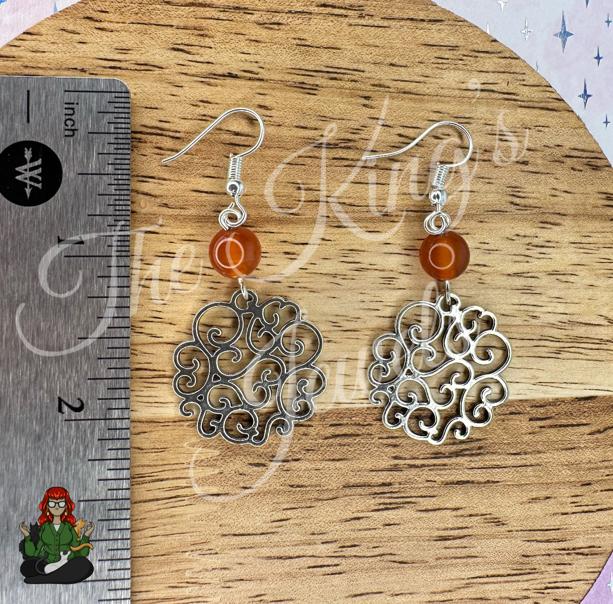 Katie - Rustic Orange Bead & Medallion Earrings!