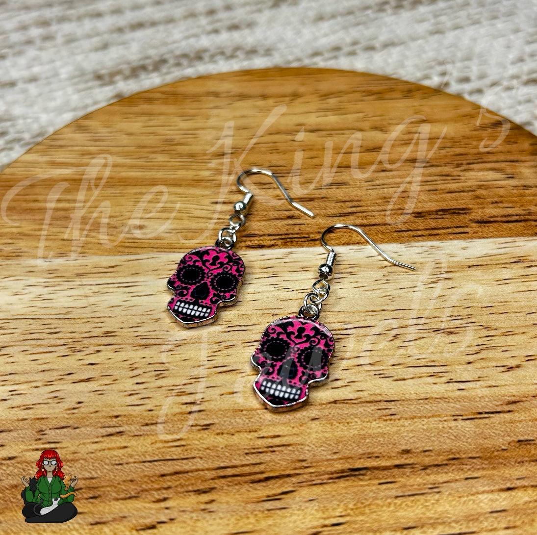 LeonaRae - Pink Sugar Skull Earrings!