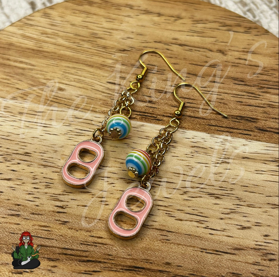 Gladys - Pink Pop Tab Earrings!