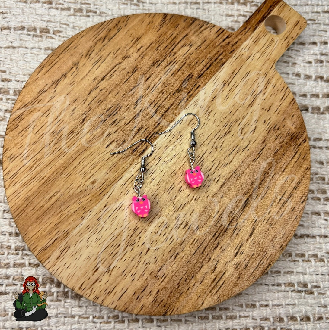 Shirley - Dark Pink Owl Earrings!