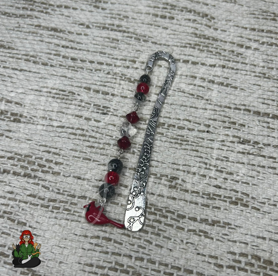 GwennaBelle - Cardinal & Glass Bead Bookmark!