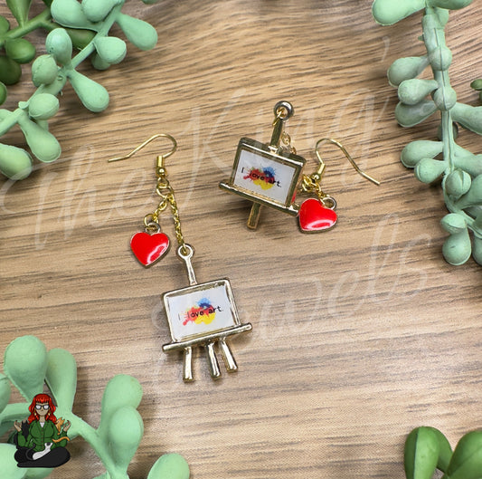 Gladys - Canvas Easel & Heart Earrings!