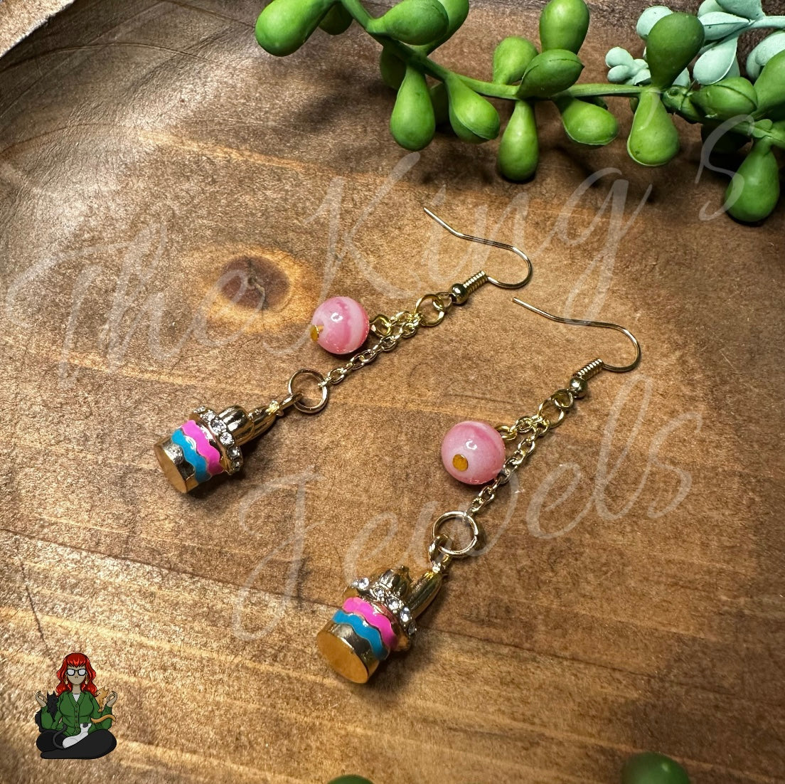 Gladys - Cacti & Glass Bead Earrings!