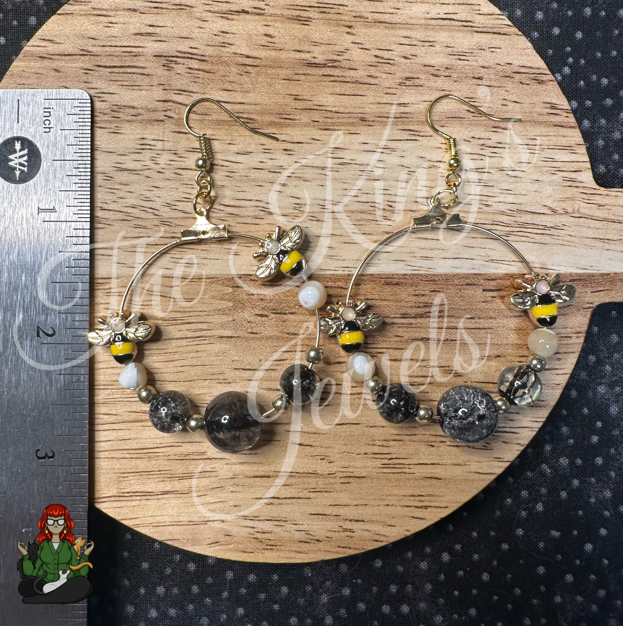 Riona - Glass, Mother of Pearl & Bee Bead Earrings!