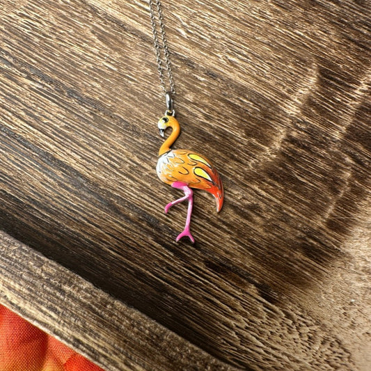 Ella - Handpainted Flamingo Necklace