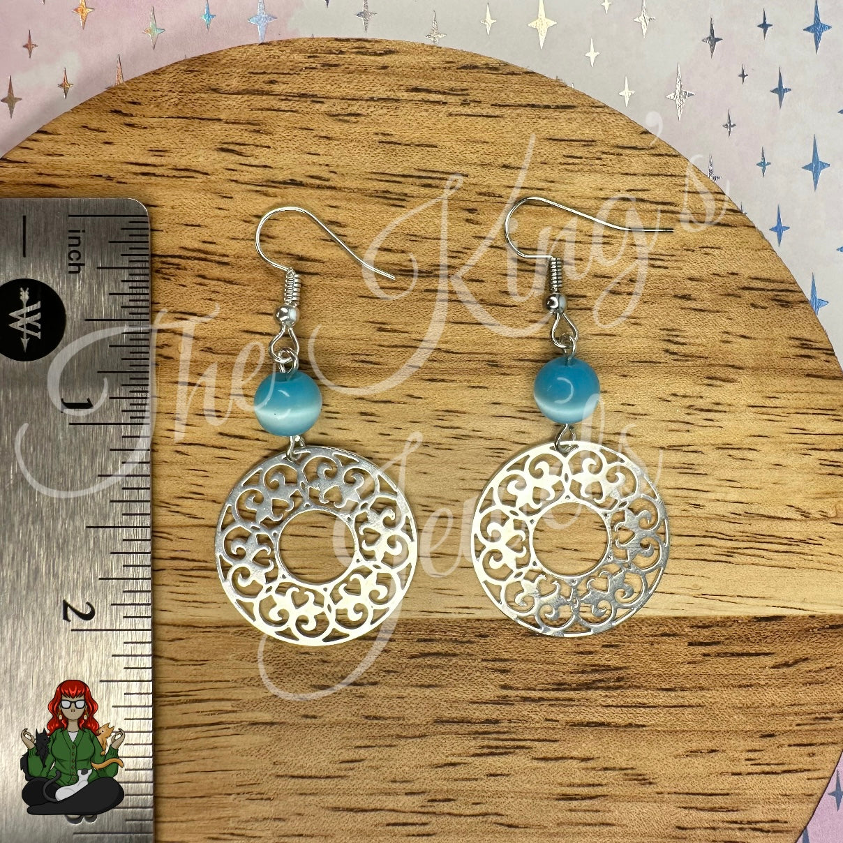 Katie - Medallion & Blue Bead Earrings!