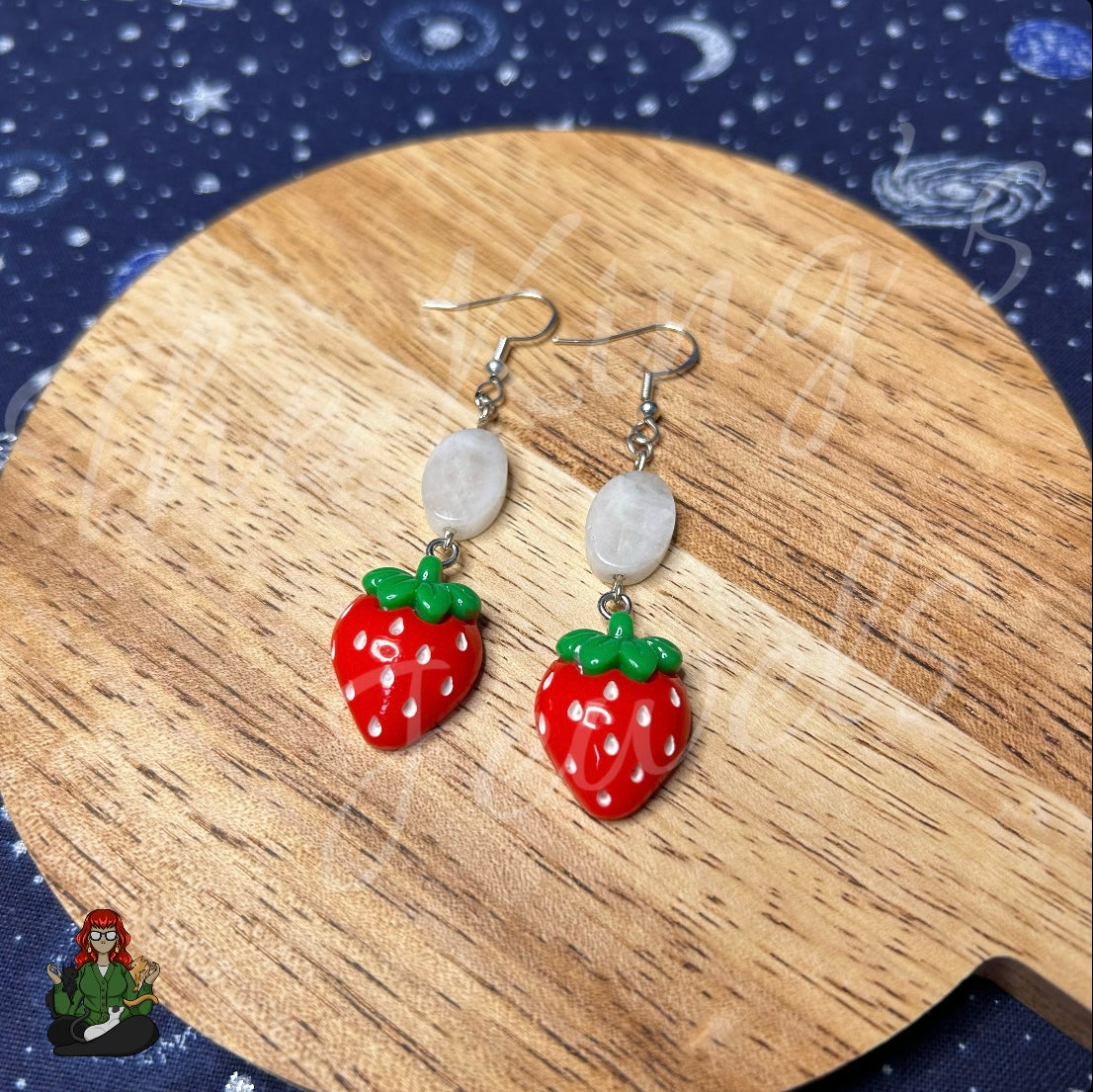 Katie - Strawberry & Selenite Earrings!