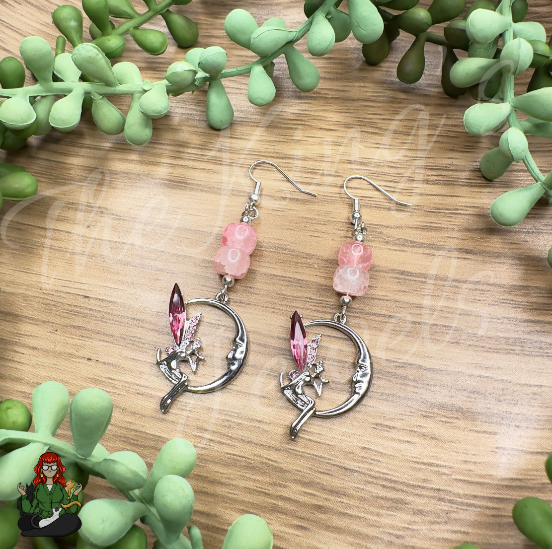 Katie - Pink Bead & Faerie (Fairy) Earrings!