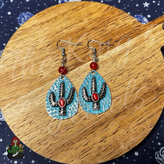 Katie - Metal Cactus Earrings!