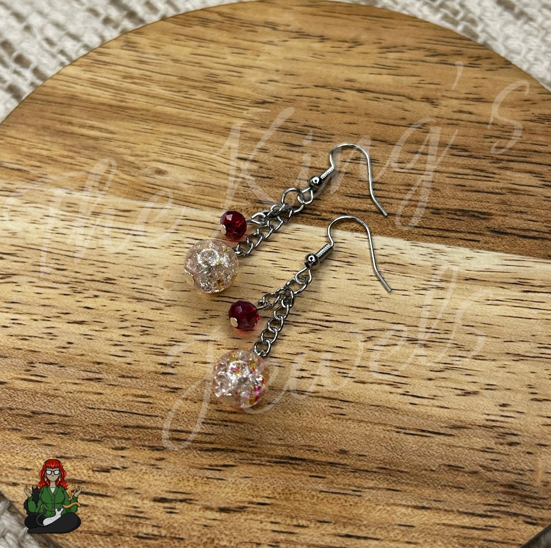 Gladys - Crackle Bead Christmas Earrings!