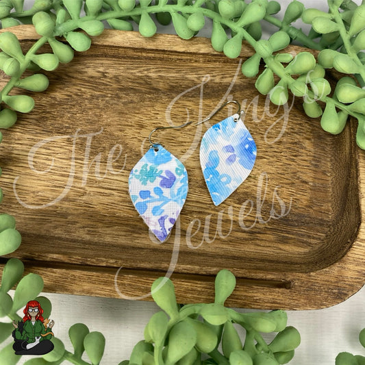 Vida - Blue Watercolor Floral Earrings!