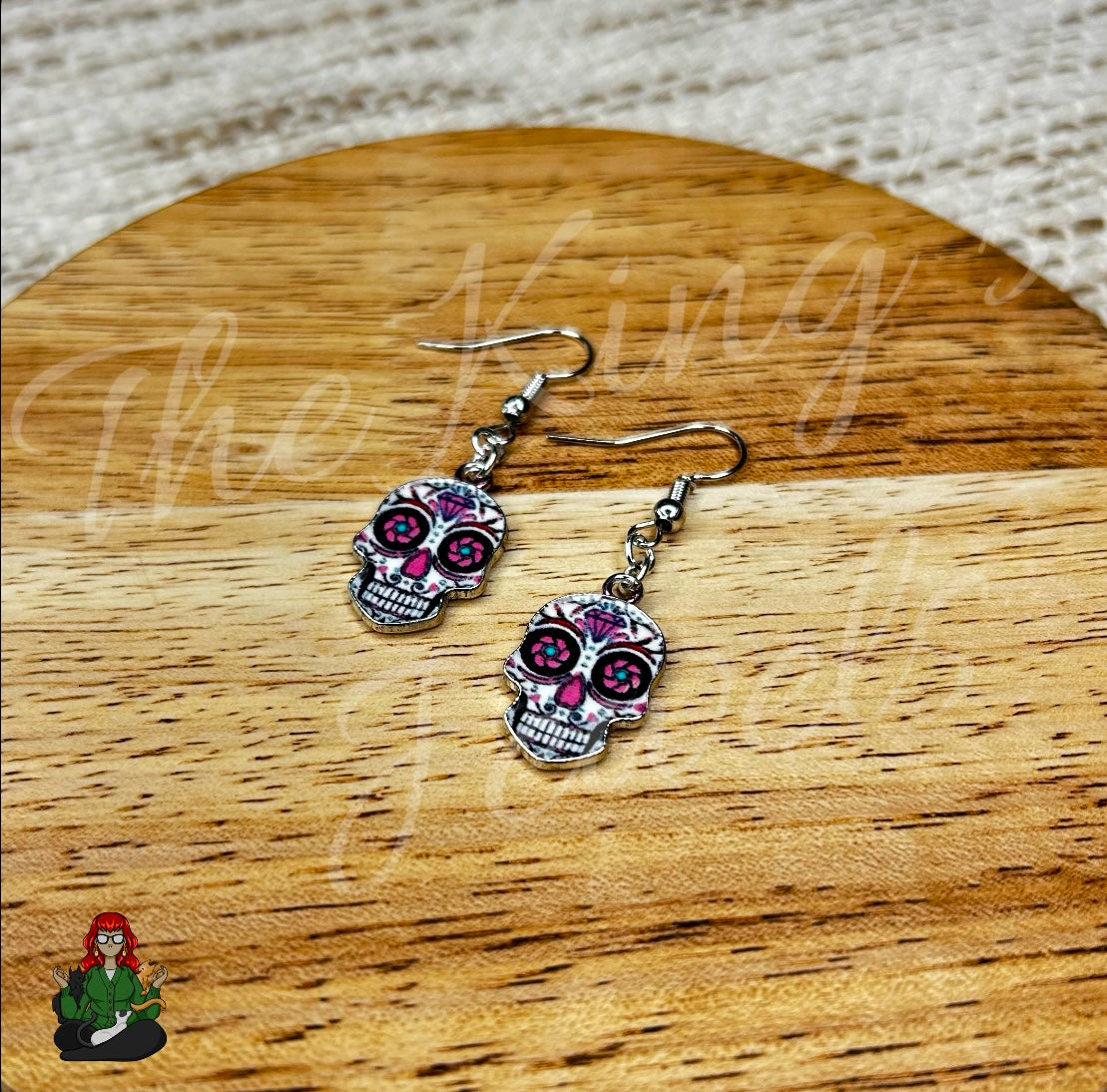 LeonaRae - Pink Bejweled Sugar Skull Earrings!