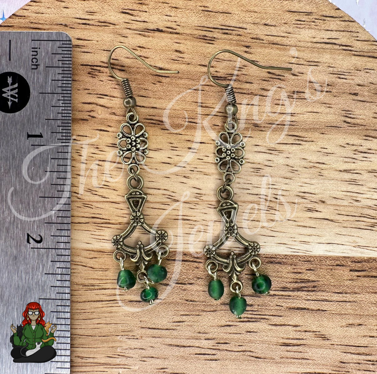 Freya - Chandelier Dainty Green Bead Earrings!