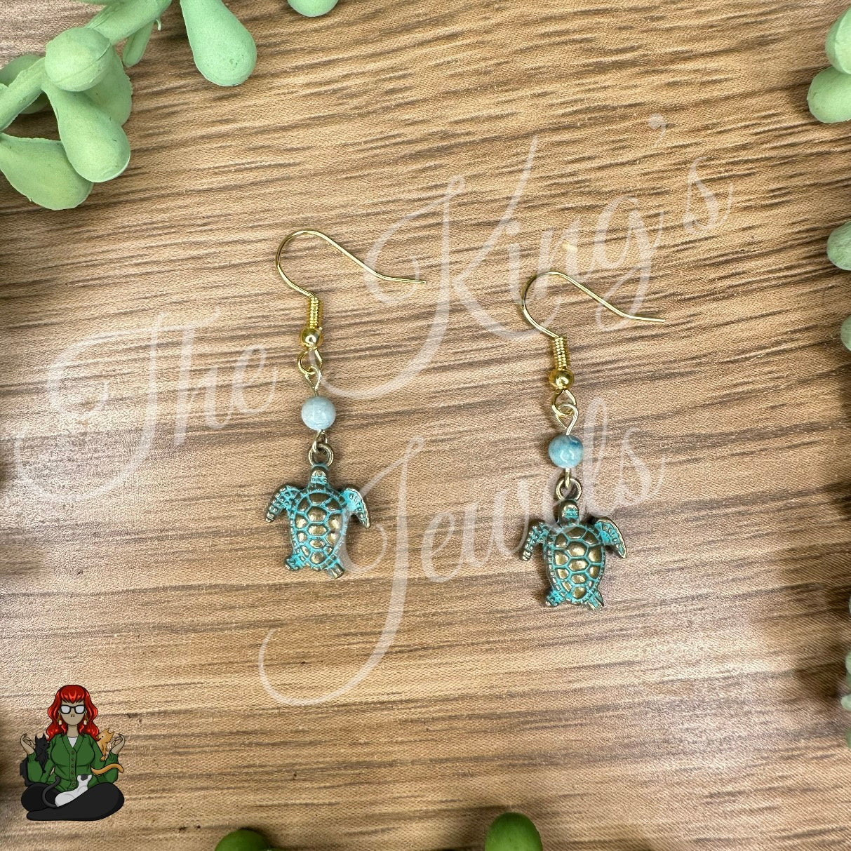 Katie - Turtle & Dainty Bead Earrings!