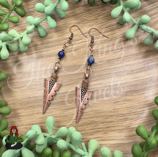 Katie - Copper Lapis Arrow Earrings!