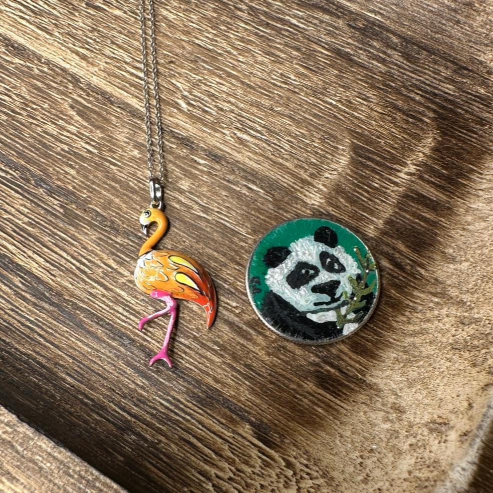 Ella - Handpainted Flamingo Necklace