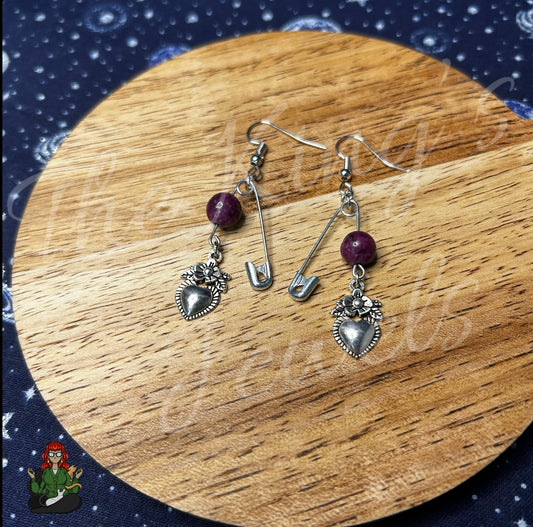 Raven - Heart in a Wreath Earrings!