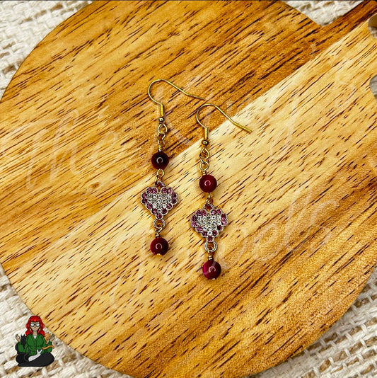 Amelia - Pink Tiger's Eye & Heart Earrings!