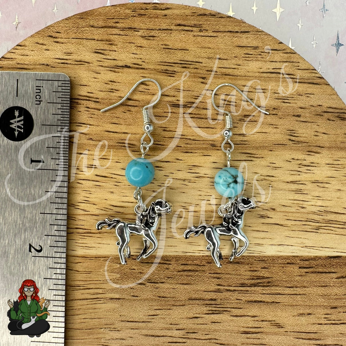 Katie - Turquoise Bead & Horse Earrings!