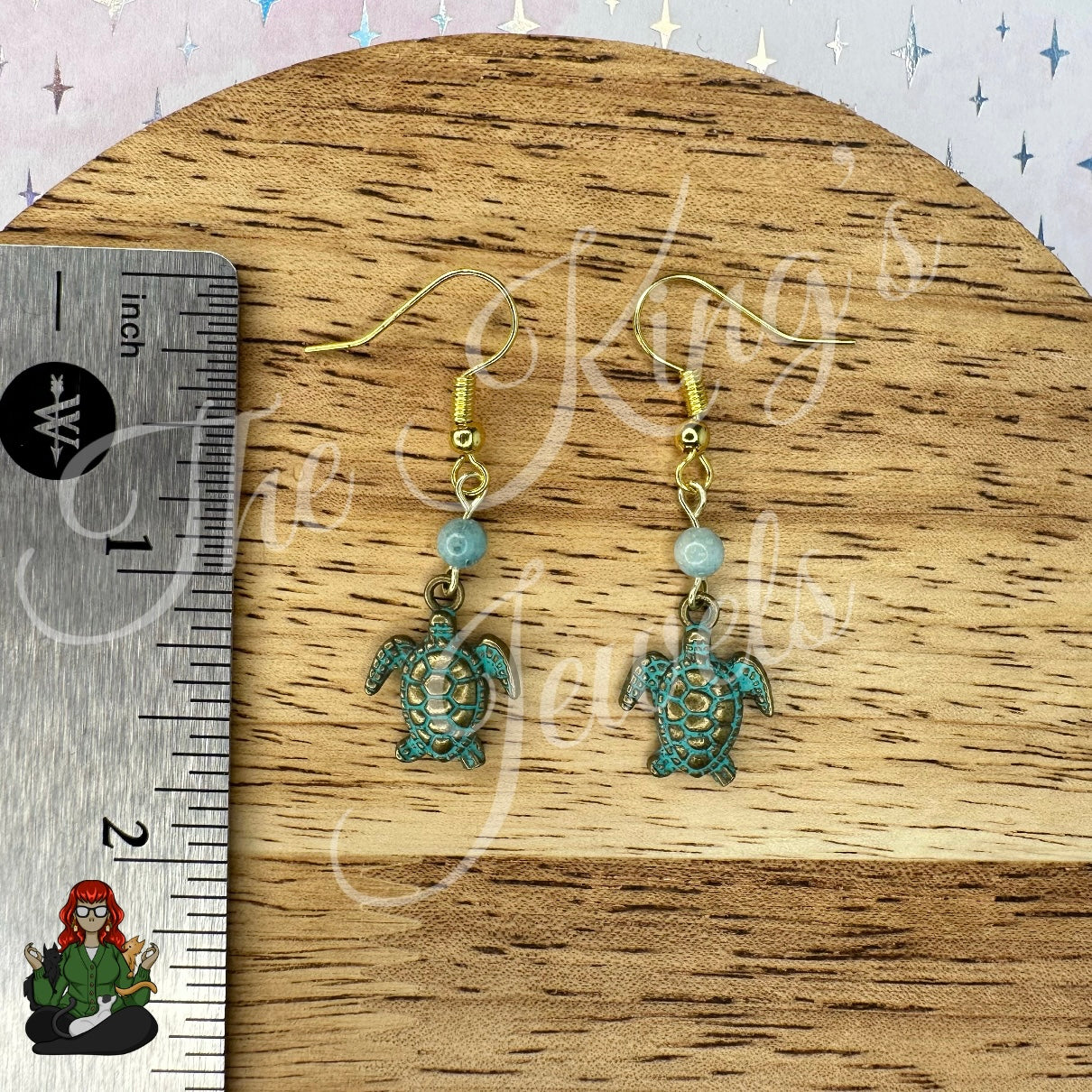 Katie - Turtle & Dainty Bead Earrings!