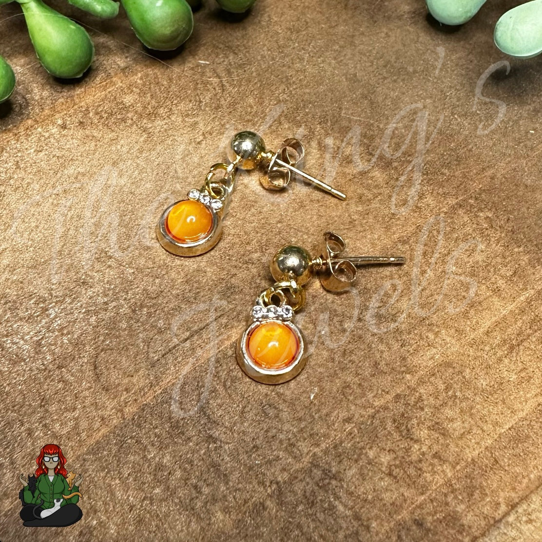 LeonaRae - Dainty Orange Stud Earrings!