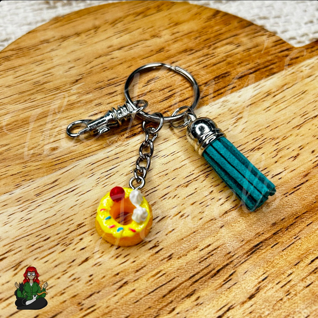 Morgan - Teal Tassel & Yellow Donut Keychain!