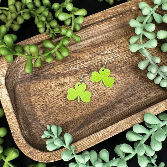 Clover Faux Leather Earrings!