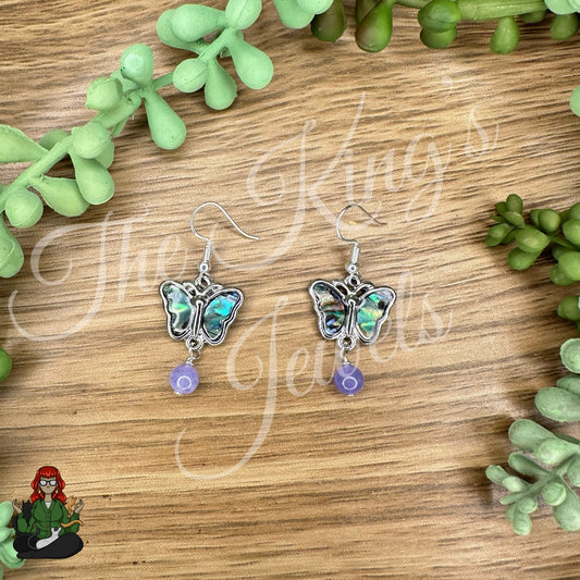 Katie - Butterfly & Purple Beaded Earrings!