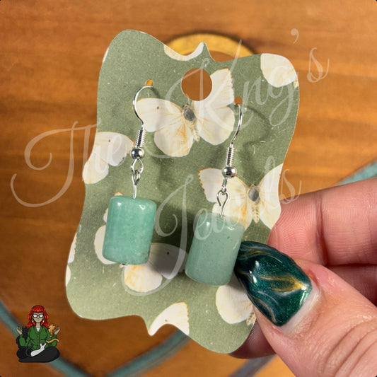 Shirley - Green Aventurine Cylinder Earrings!