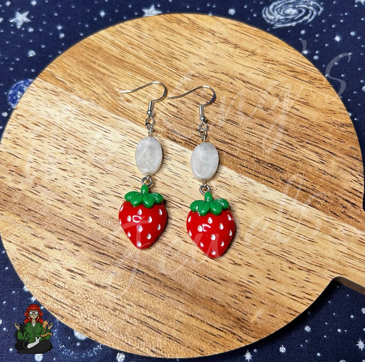 Katie - Strawberry & Selenite Earrings!