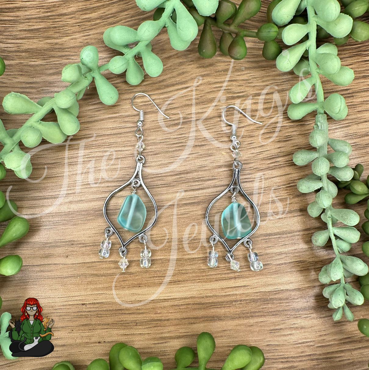 Freya - Chandelier Frosted Mint & Dainty Beaded Earrings!