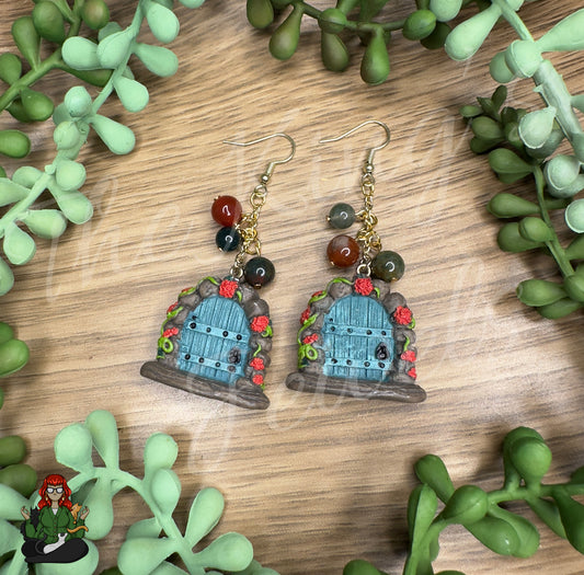 Gladys - Faerie (Fairy) Door & Gemstone Bead Earrings!