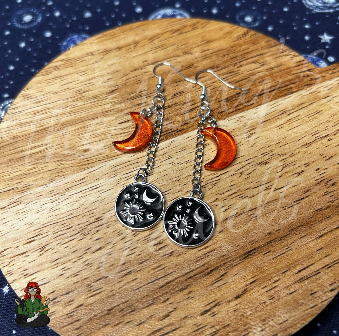 Gladys - Crescent Bead & Moon Charm Earrings!