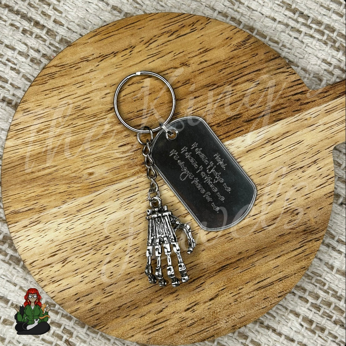 "Inspired Fall Poem" Etched Dog Tag Keychains!