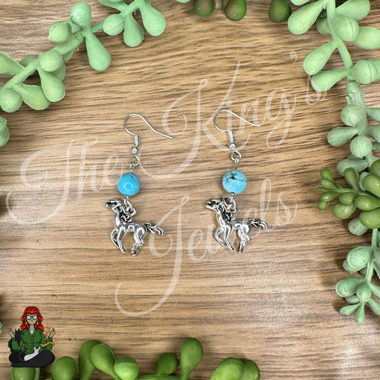 Katie - Turquoise Bead & Horse Earrings!