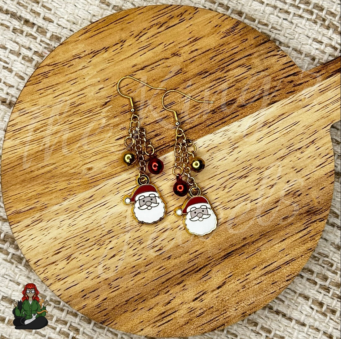 Gladys - Santa Charm & Bead Earrings!