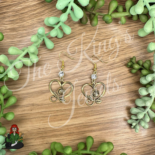 Katie - Rhinestone & Rose 'N Heart Earrings!