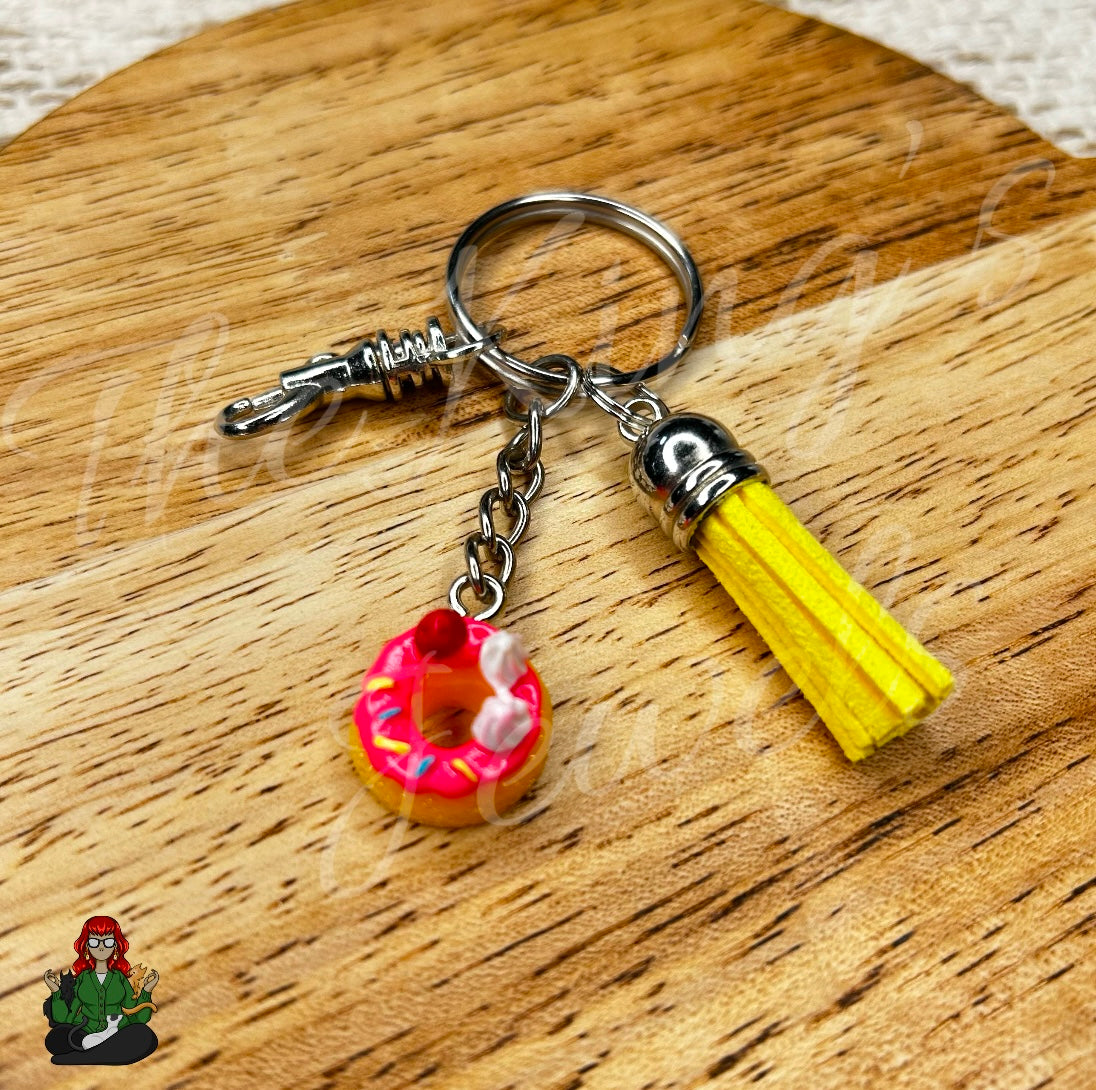 Morgan - Yellow Tassel & Hot Pink Donut Keychain!