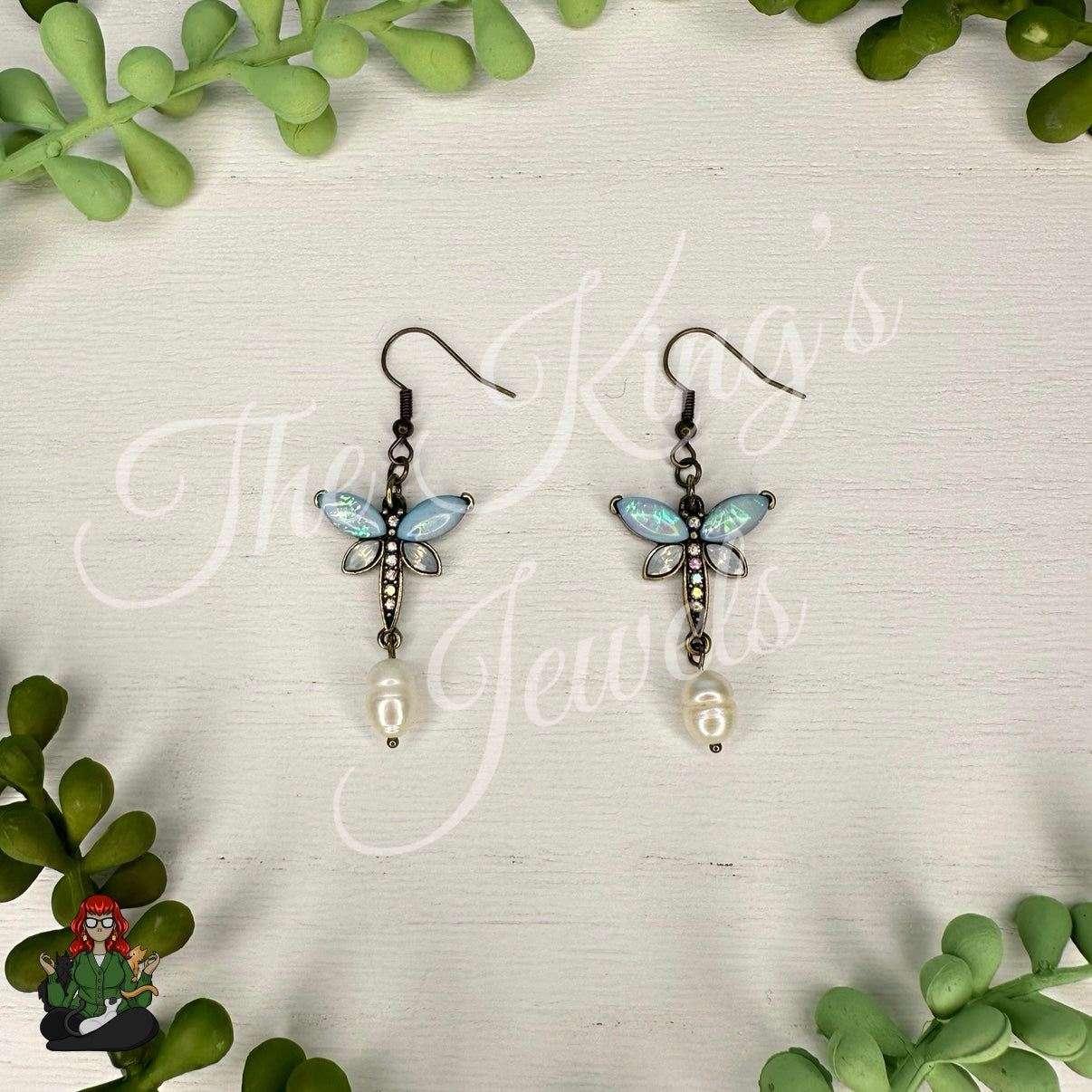 Katie - Opalescent Dragonfly Earrings!