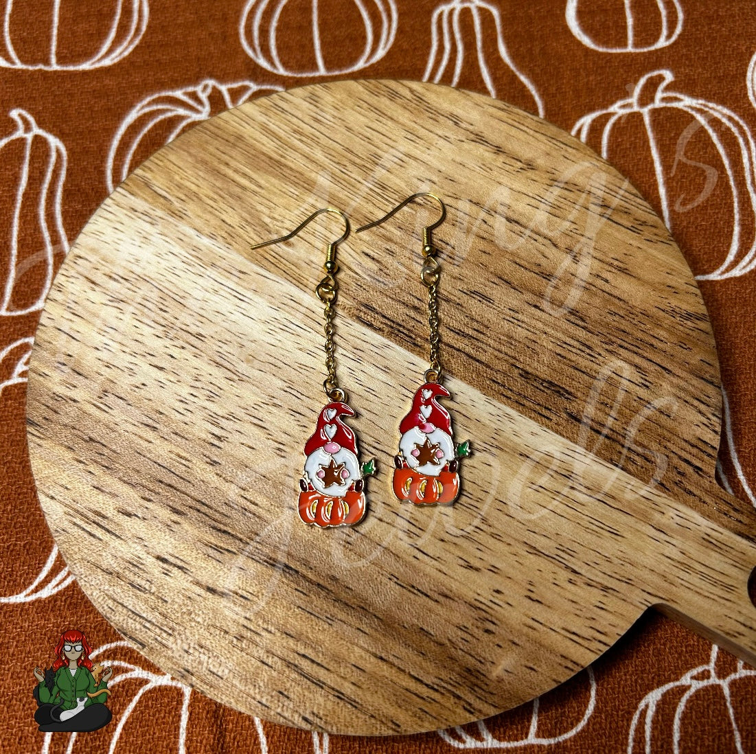 Gladys - Pumpkin & Gnome Earrings!