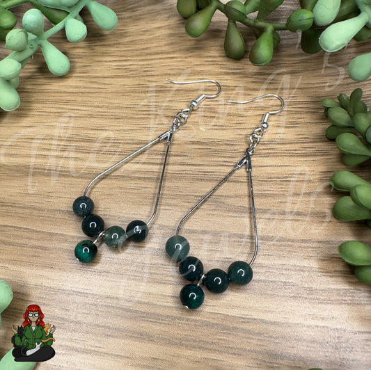 Rose - Green Moss Agate & Green Tigers Eye Earrings!