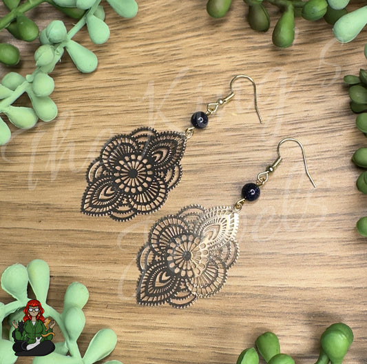 Katie - Filigree & Blue Goldstone Bead Earrings!