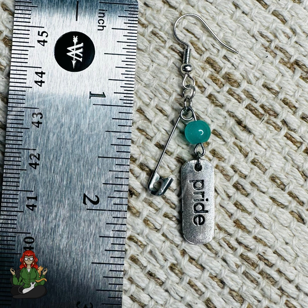 Raven - Teal "Pride" Safety Pin Earrings!