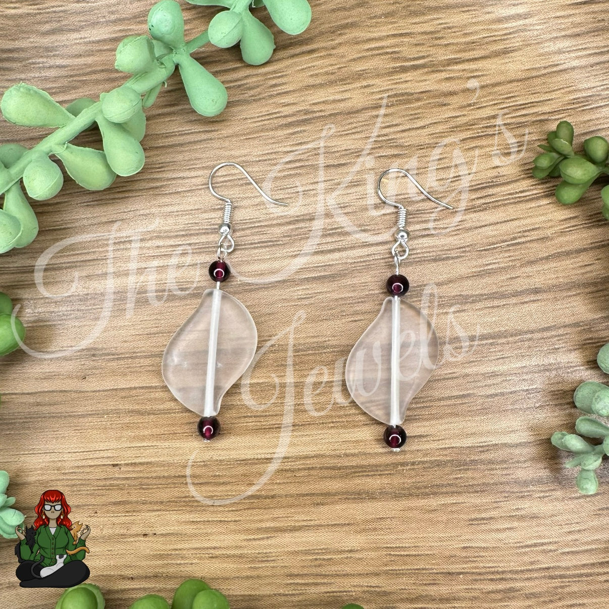 Melissa - Garnet & Frosted Bead Earrings!