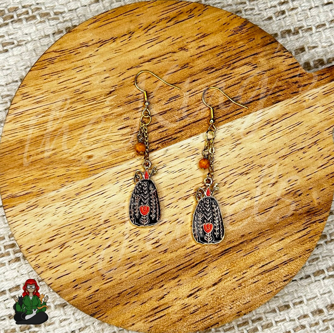 Gladys - Brown Pumpkin & Dainty Bead Earrings!