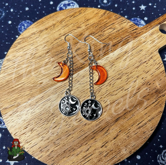 Gladys - Crescent Bead & Moon Charm Earrings!