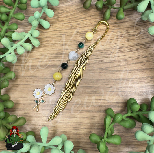 GwennaBelle - Yellow Jade, Green Tigers Eye, Selenite Daisy Bookmark!