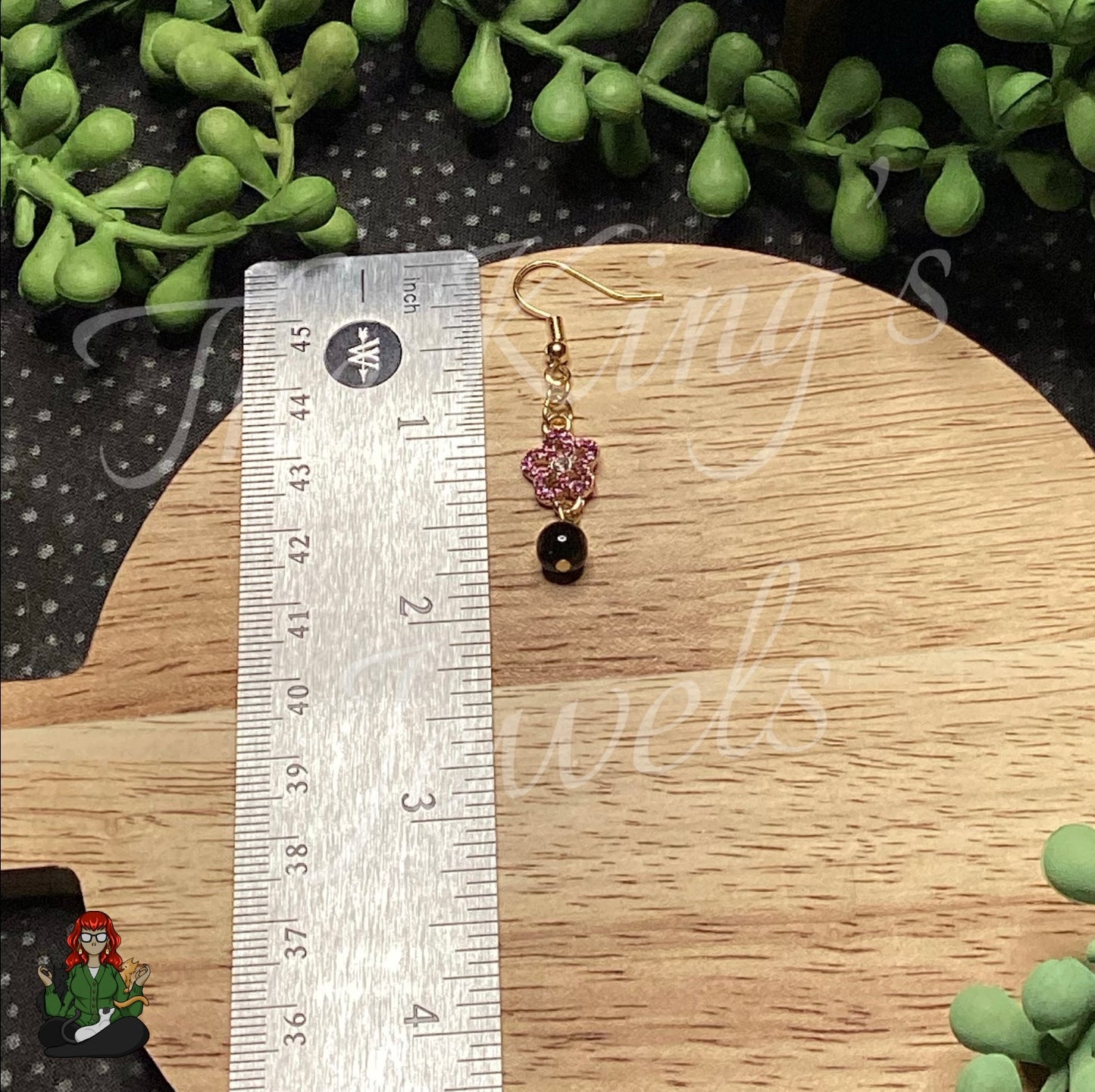 Katie - Pink Rhinestone & Black Bead Earrings!