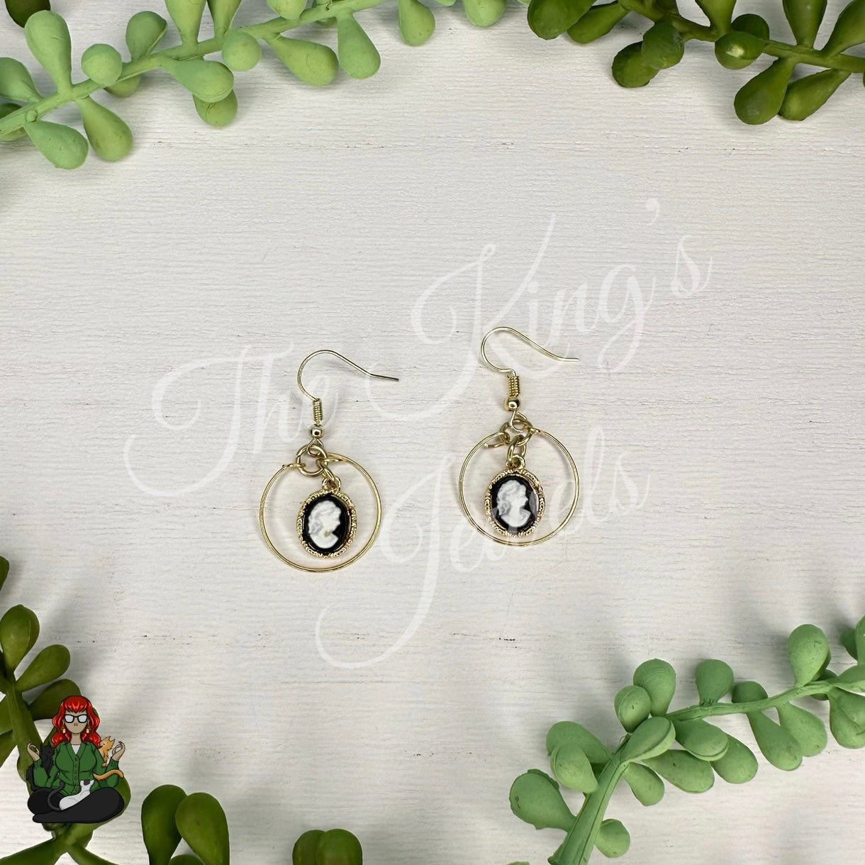 Riona - Black Cameo Earrings!