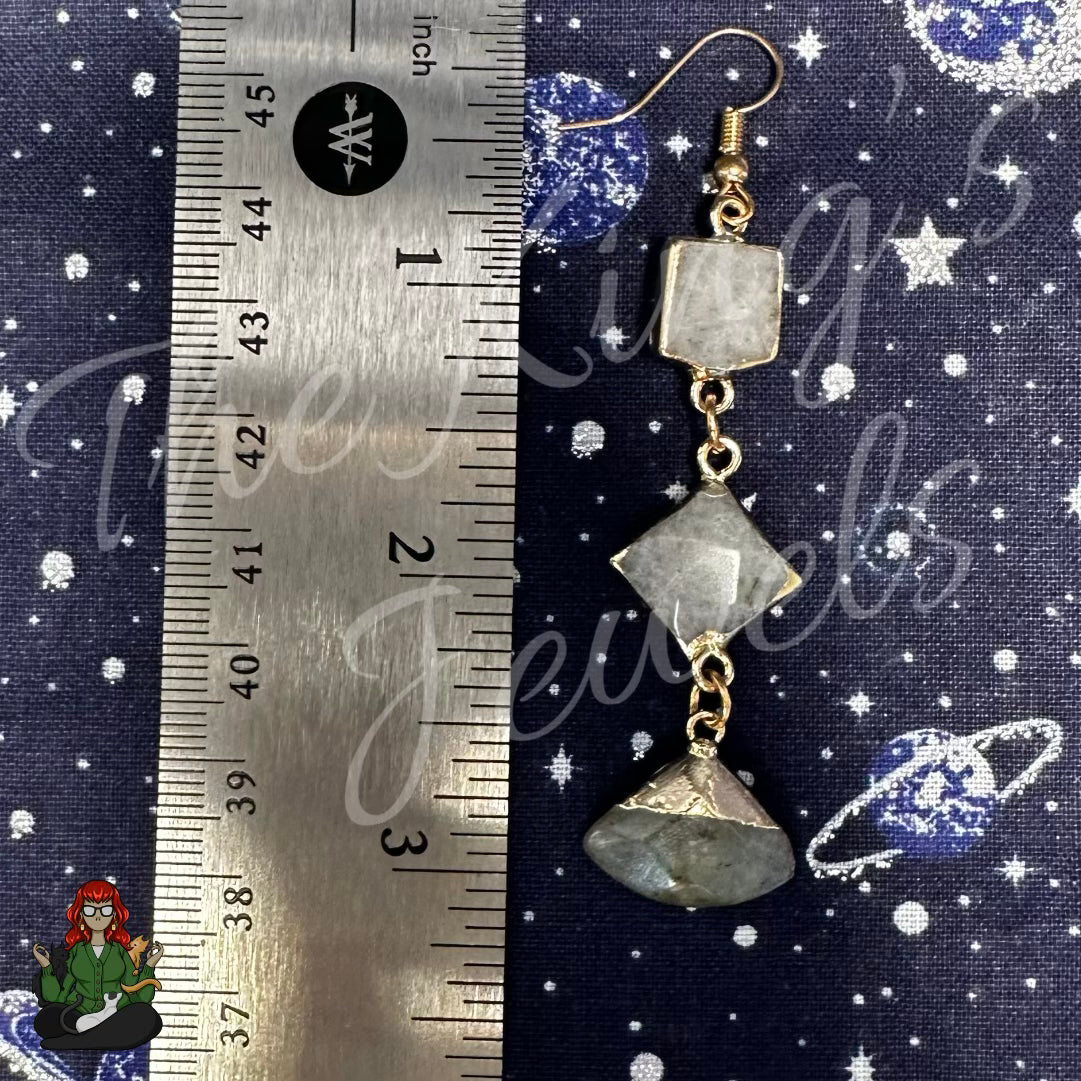 Amelia - Gold & Grey Stone Earrings!